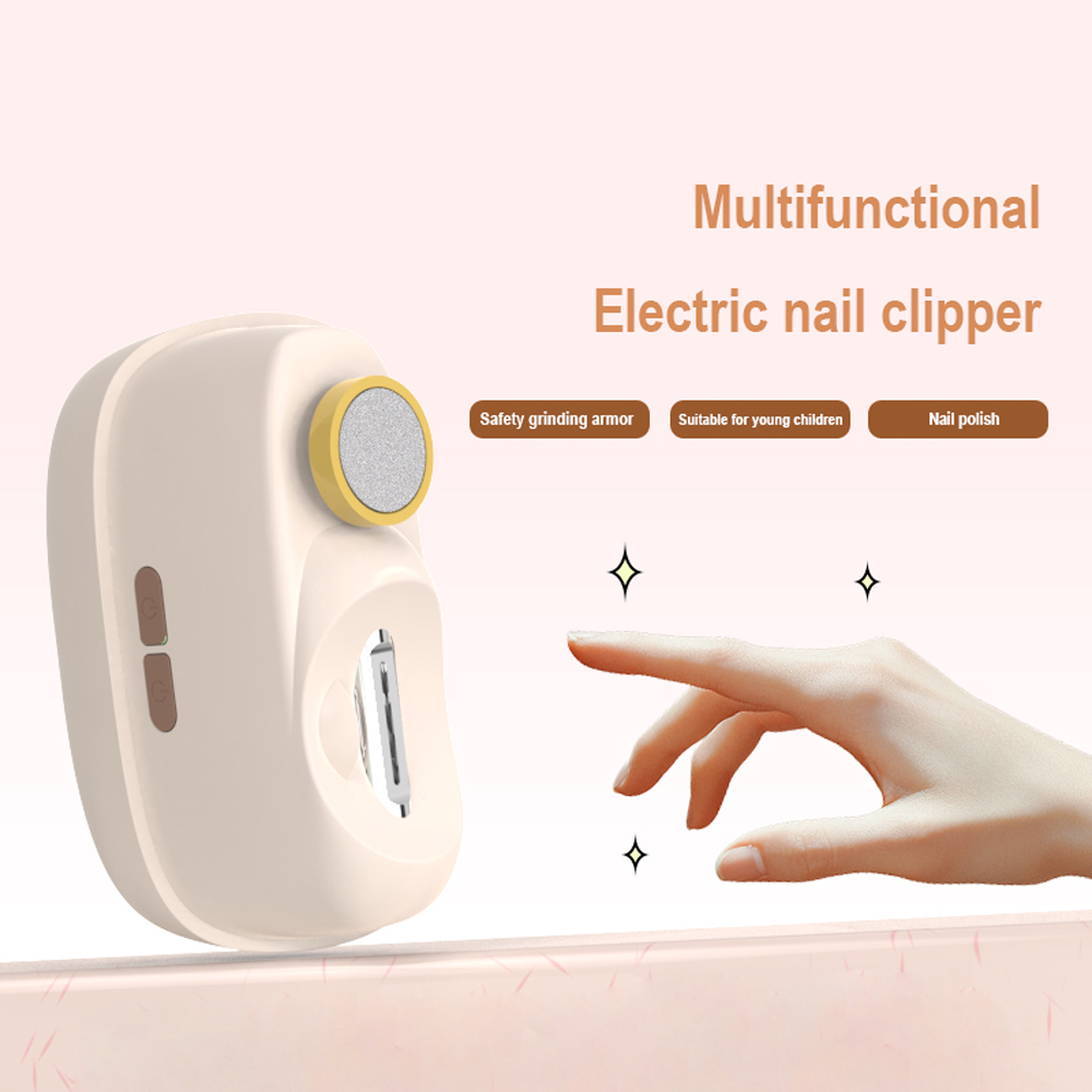 White Electric Nail Clipper and Grinder 2-in-1 Automatic Nail Trimmer with LED Light Rechargeable Manicure Tool for Babies Adults and Seniors — image 2