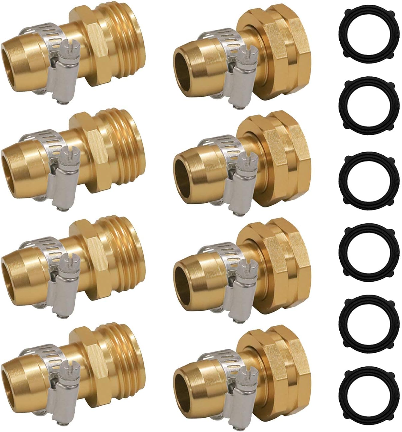 Garden Hose Repair Connector with Clamps + Adjustable Twist Hose Nozzle โ image 2