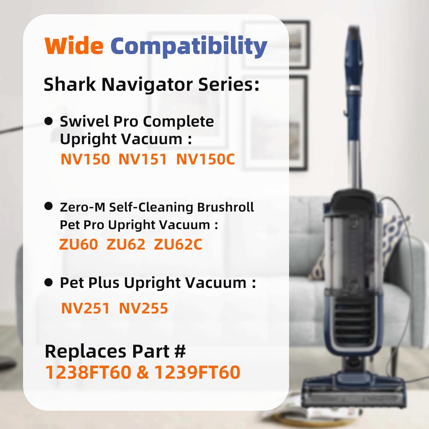 6 Foam Filter + 2 Hepa Filter Replacement for Shark ZU62 ZU60 NV255 NV150 NV251 NV151 Navigator Rotator Pet Pro Upright Vacuum Part 1238FT60 1239FT60 โ image 5