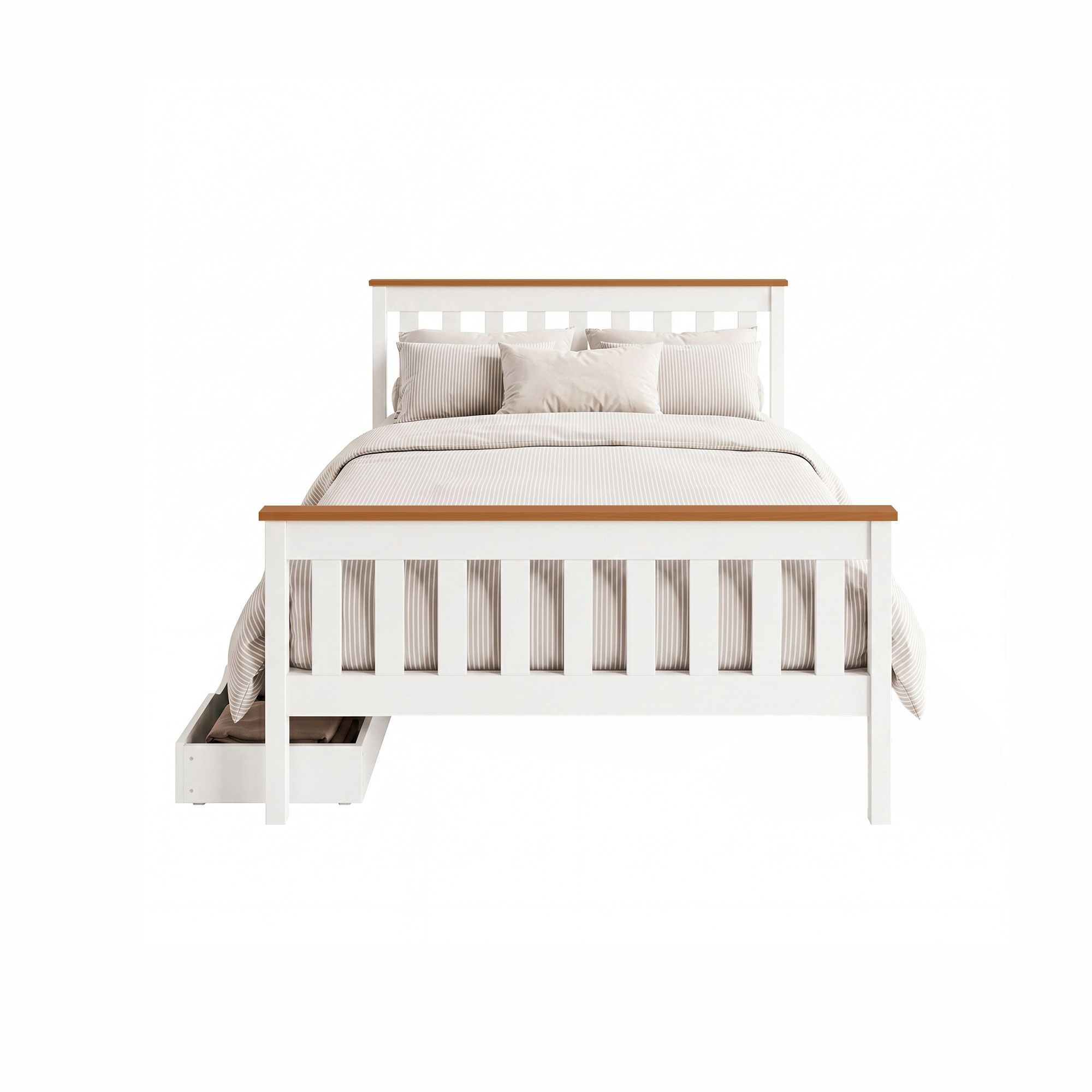 Artiss Bed Frame Double Size Wooden Platform with 2 Storage Drawers White PONY — image 3