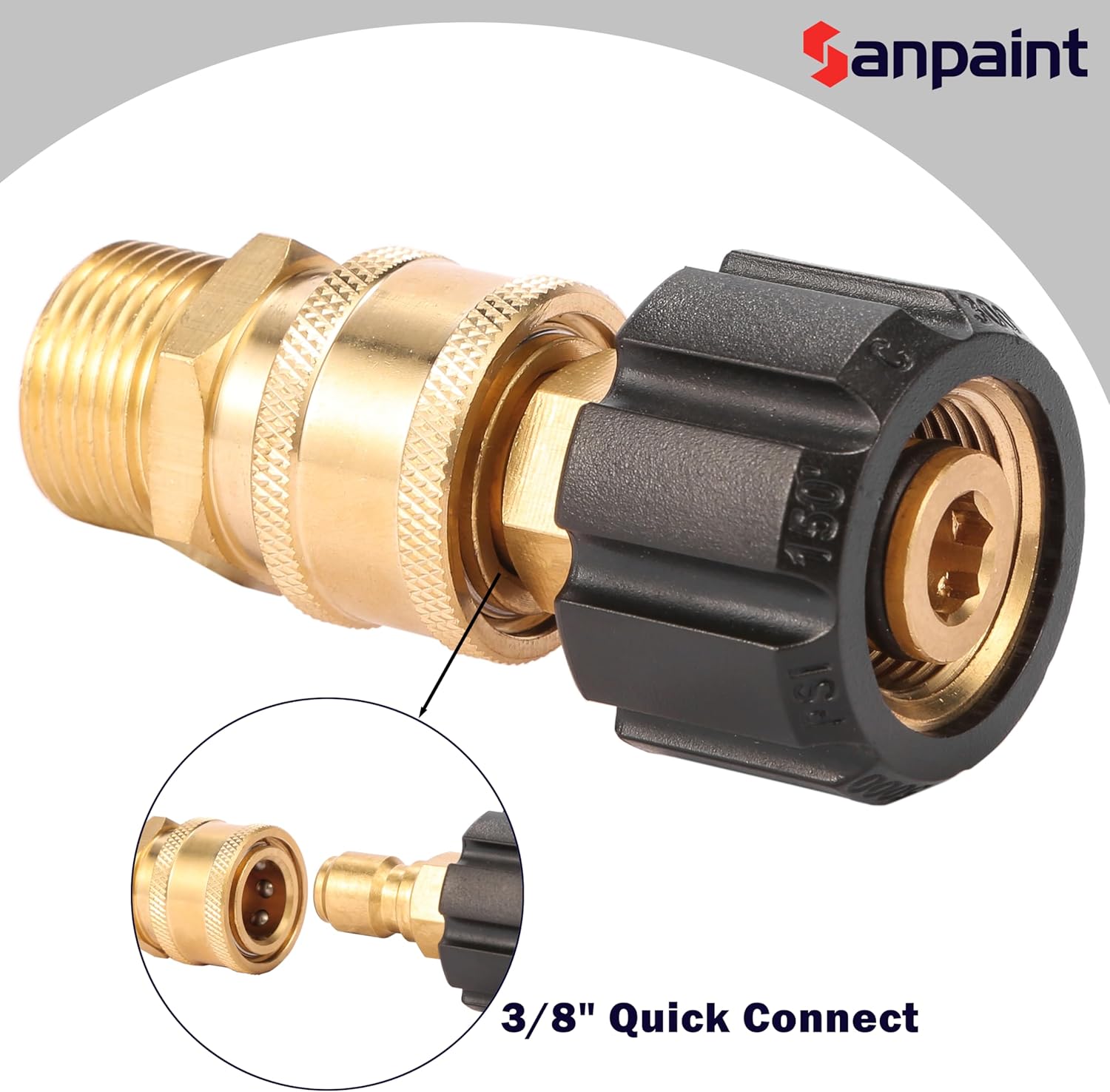 Pressure Washer Quick Connect Fittings, Quick Connect Kit M22 14mm to 3/8 Inch, 2 Pieces — image 3