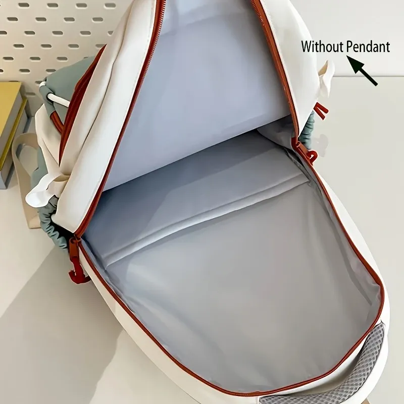 Color-Block Multi-Functional Backpack | Letter Print, Large Capacity & Splash-Resistant, Main Compartment Fits Laptop, Bonus Mini Coin Pouch, Versatile for โ image 6