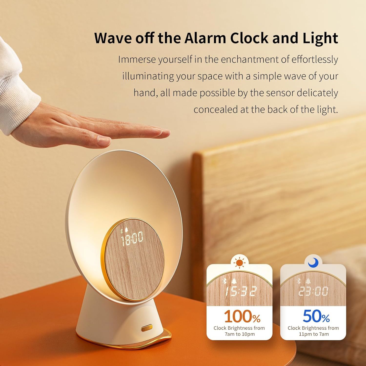 Sunrise Alarm Clock for Bedroom, 6 in 1 Alarm Clocks with Wireless Charging, Wake Up Light Bedside Clock Lamp Adjustable — image 3