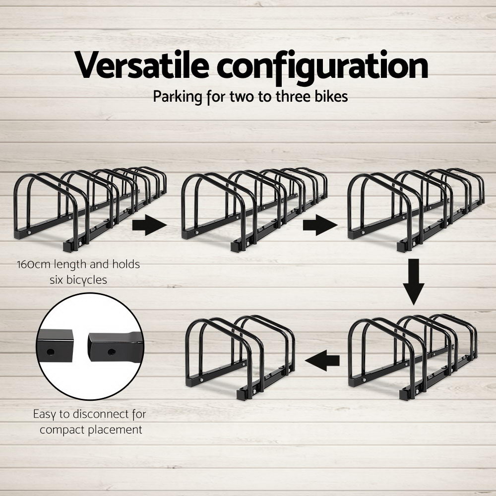 Weisshorn 6 Bike Stand Rack Bicycle Storage Floor Parking Holder Cycling Black โ image 4