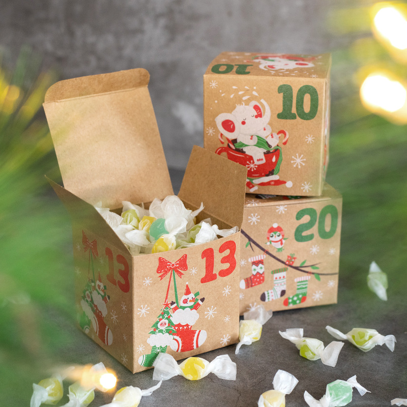 Christmas Box – Candy Boxes – 24 Piece Advent Calendar Gift Box Set – 7 × 7 cm Paper Countdown Boxes with Santa Claus & Snowman Designs – Perfect for — image 4