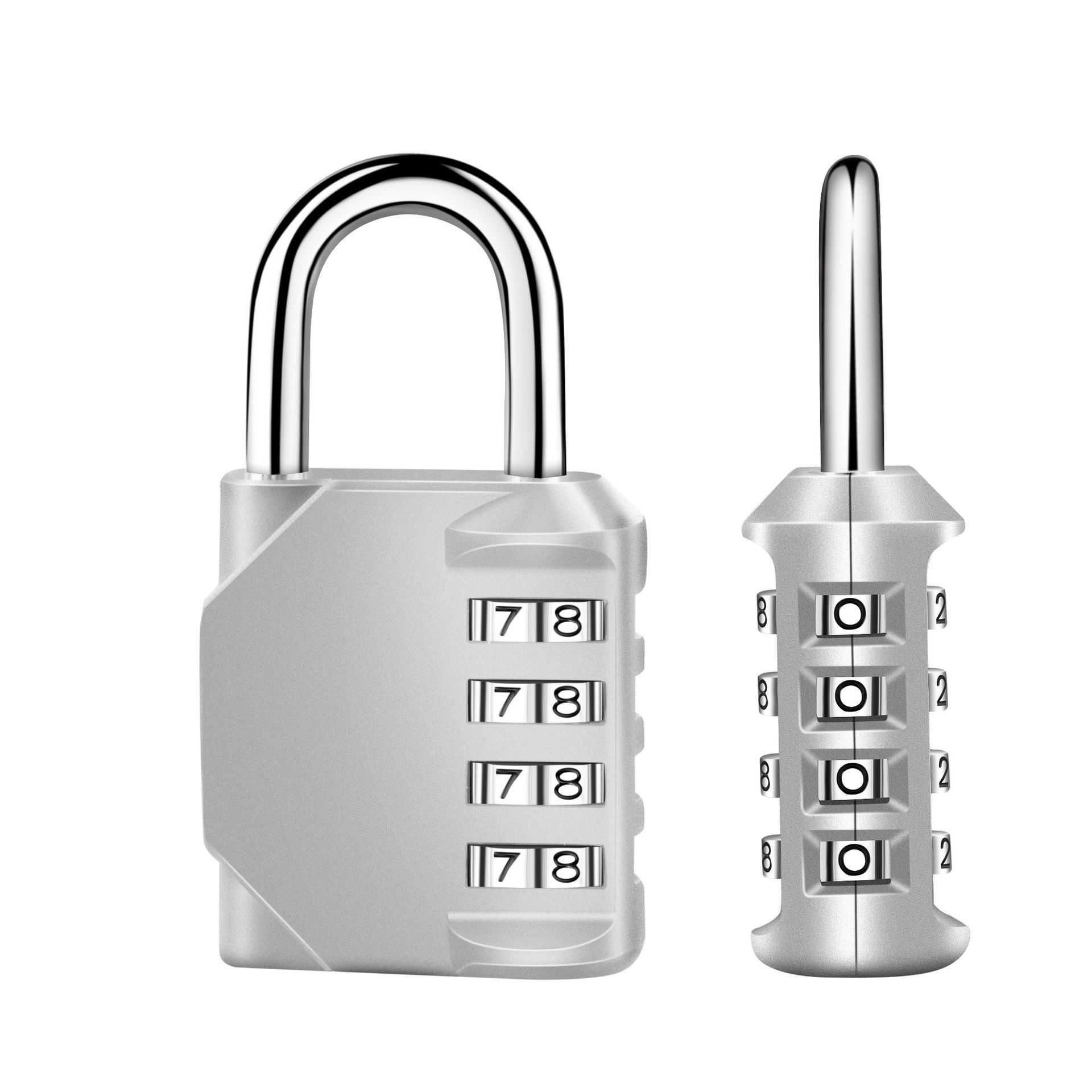 Combination Lock Outdoor, 4 Digit Re-settable Padlock for Gym, School, Fence, Employee Locker (silvery ) โ image 5