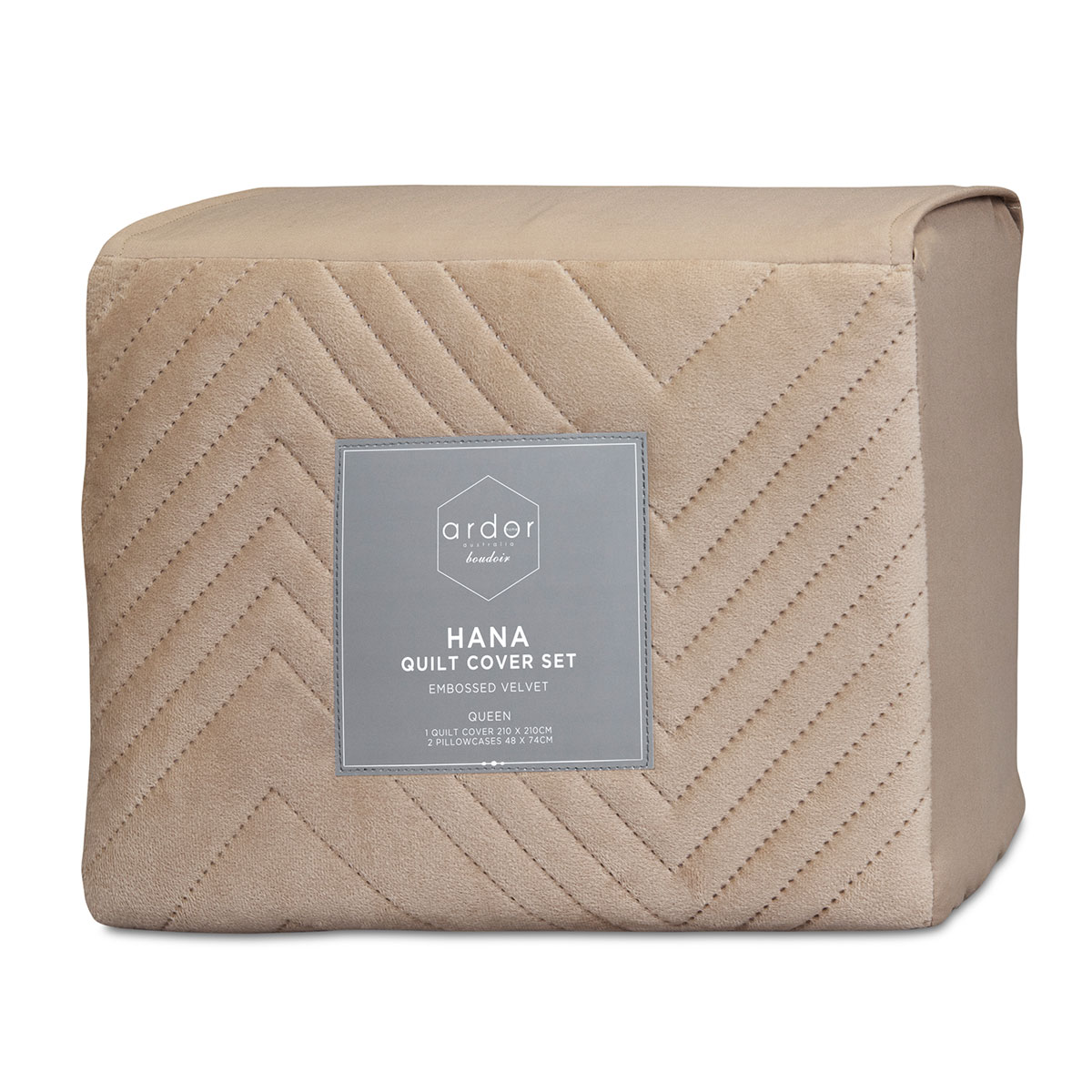 Ardor Hana Champagne Embossed Velvet Quilt Cover Set Queen — image 4