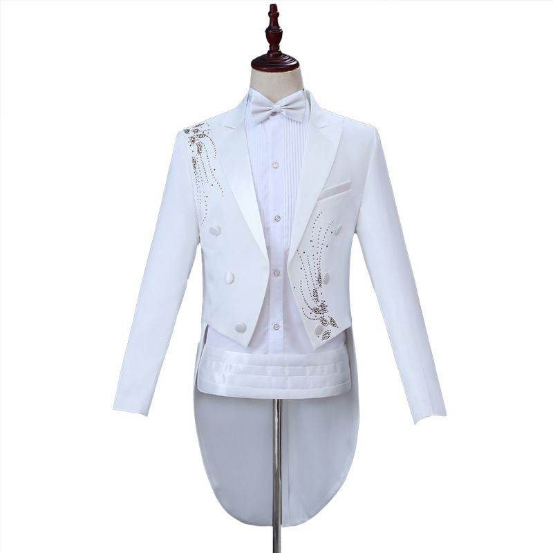 Men Slim Tuxedo Suit Stage Performance Formal Wear Gold drill XL โ image 6