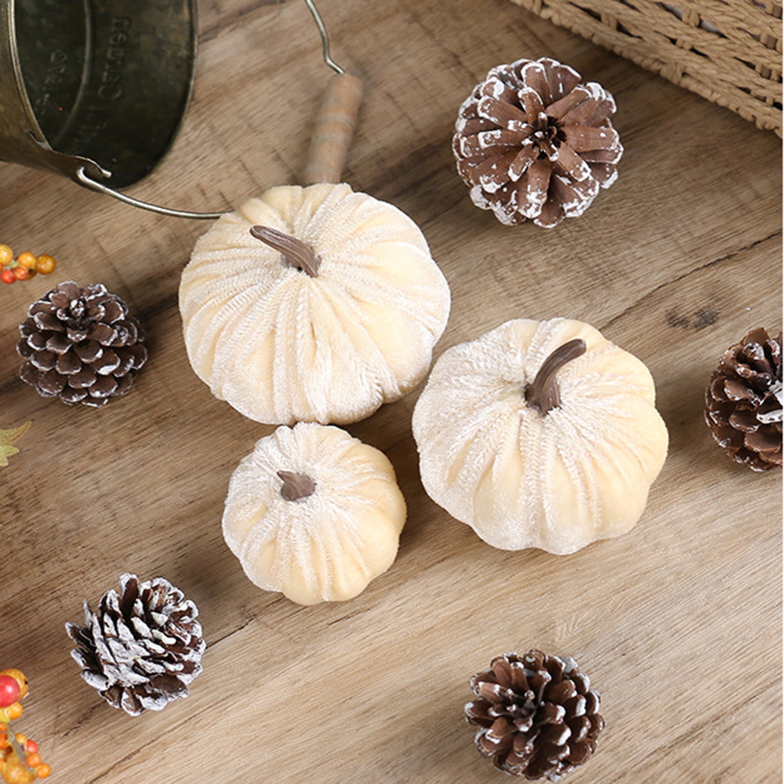 Artificial Pumpkins Decoration, Fake Faux Velvet Foam Fabric Pumpkins Ornaments, Mini Pumpkins Toy Fall Decorative Pumpkin Shaped for Thanksgiving Table Home — image 3