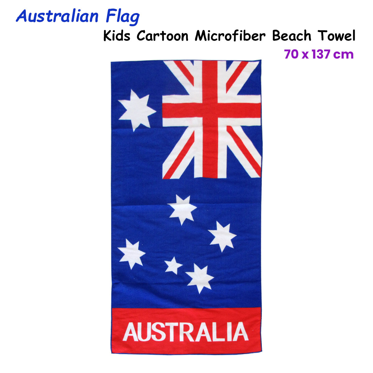 Bloomington Australian Flag Kids Cartoon Printed Microfiber Beach Towel 70 x 137 cm โ image 2