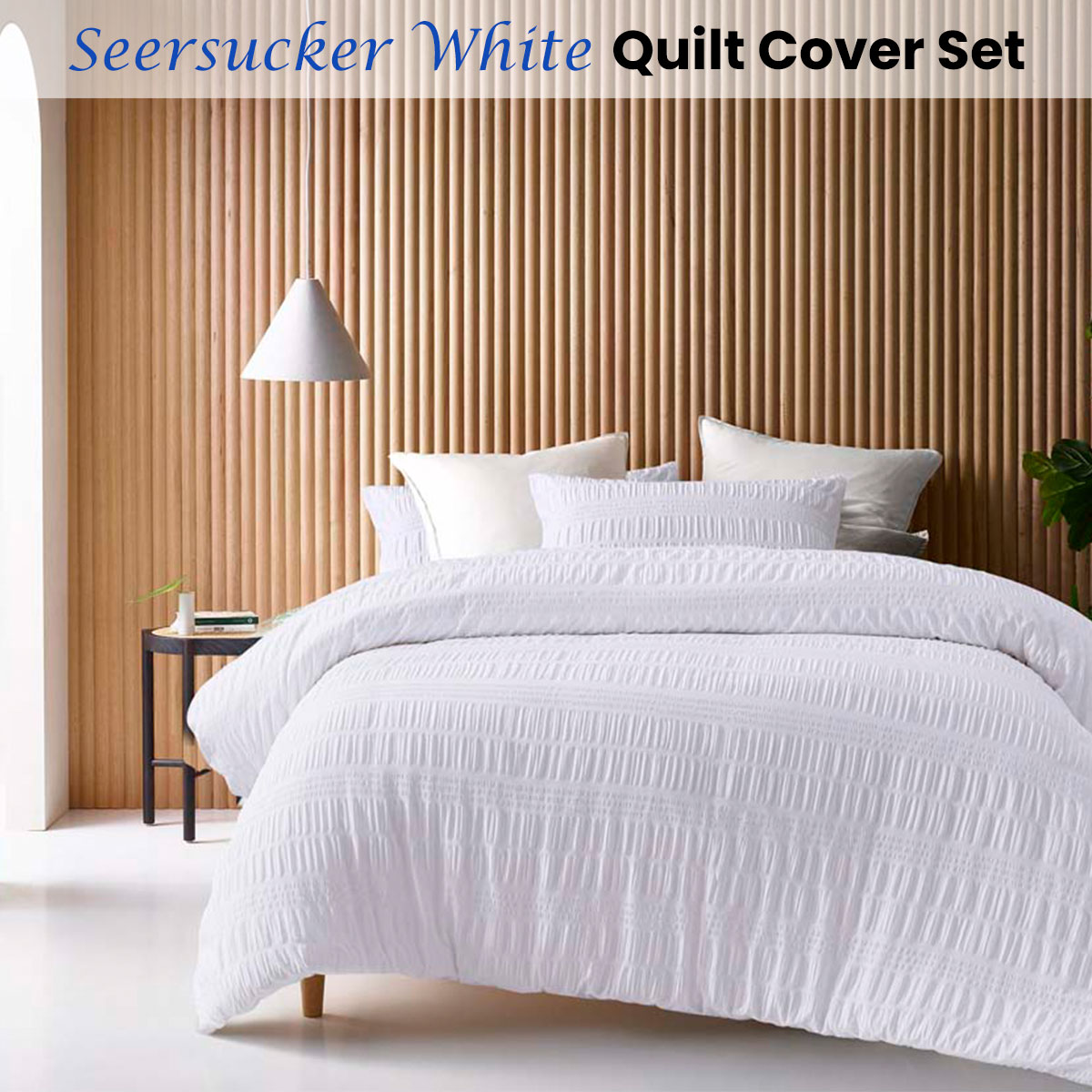 Accessorize Seersucker White Quilt Cover Set Single — image 2