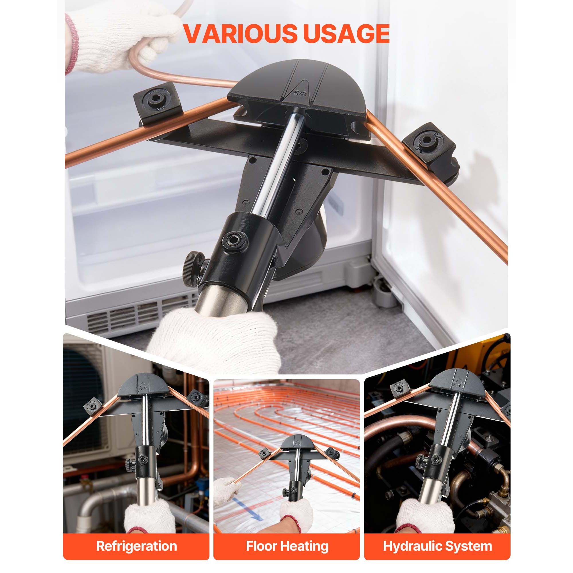 Hydraulic Tubing Bender Kit, 6 mm to 22 mm, Copper Tube Pipe Bender, HVAC Bending Tool Set, 90° Bend, with 7 Aluminium Alloy Dies, for HVAC Air Conditioning — image 6
