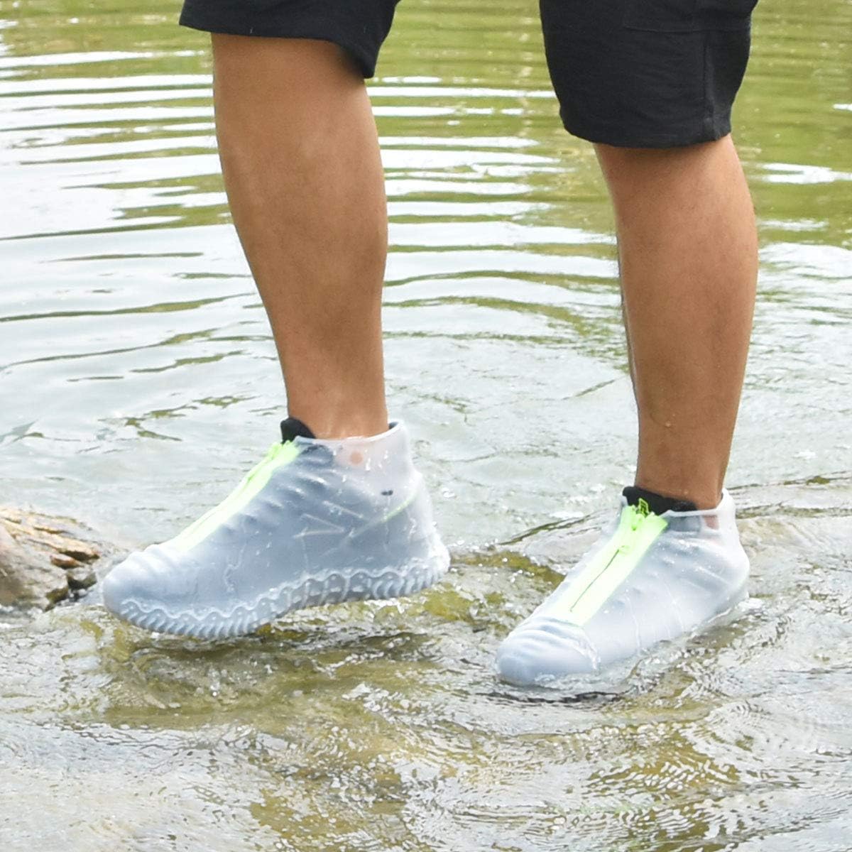 Silicone overshoes, waterproof shoe covers, reusable anti-slip suitable for rain, snow, rough beaches and narrow paths transparent L (39-42) โ image 2
