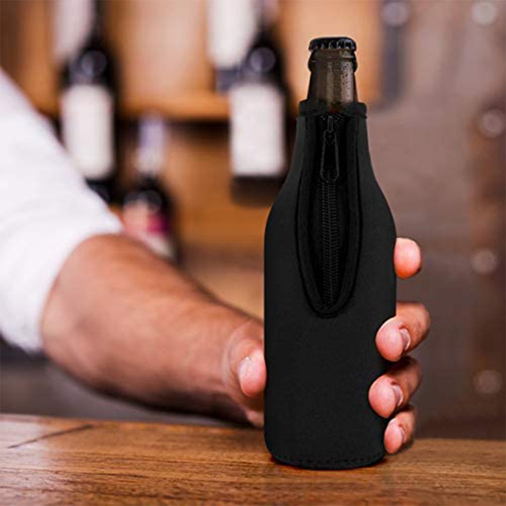 Beer Bottle Sleeve Zip Up Bottle Cover Collapsible Neoprene Sleeve Beer Cooler Covers for Indoor Outdoor Activities — image 3