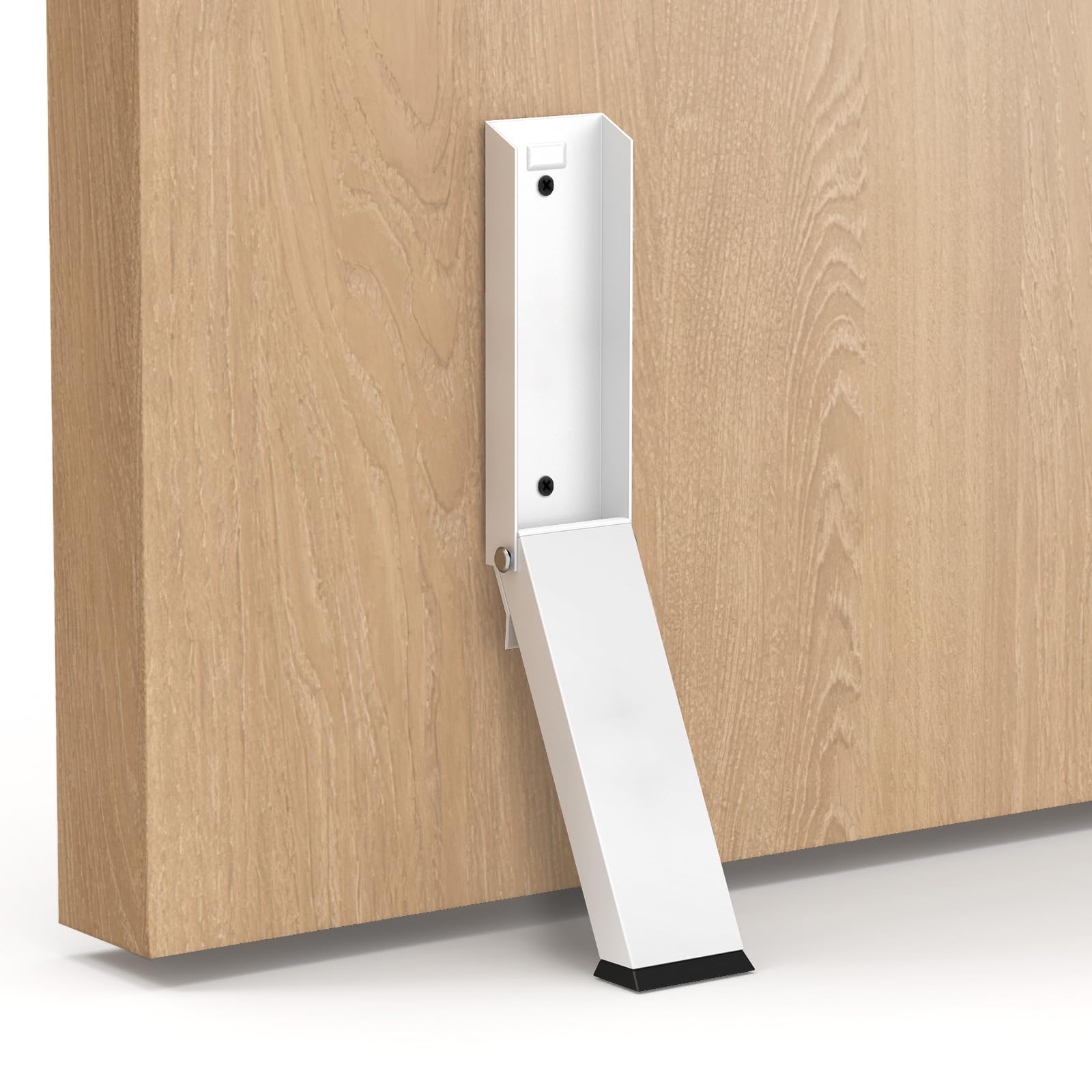 Foot-Operated Door Stopper with Magnetic Hold โ Adjustable, Non-Slip Rubber Tip, Easy Install via Adhesive or Screws, Fits All Floor Types (White)