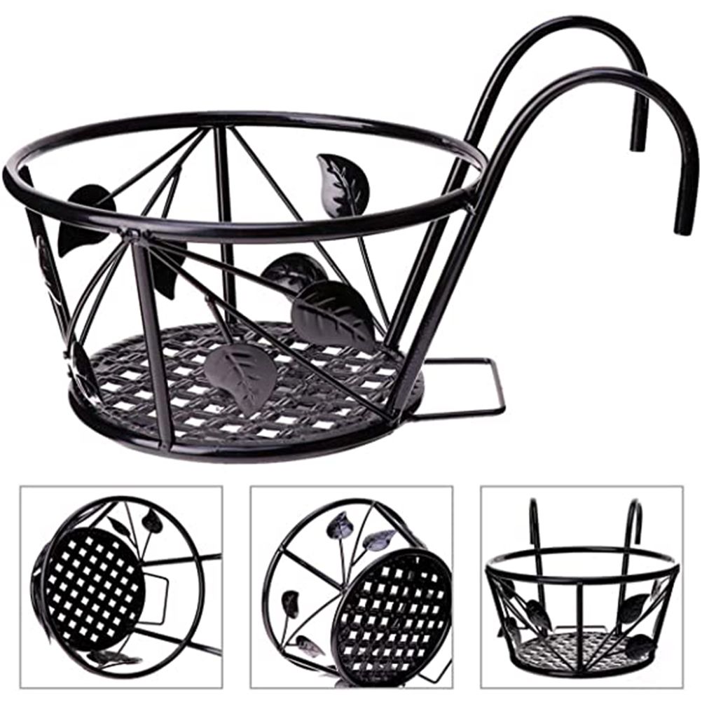 Iron Wire Hanging Flower Pot Holder Brackets Balcony Display Shelf Garden Plant Flower Holder Balcony Home Decoration โ image 2
