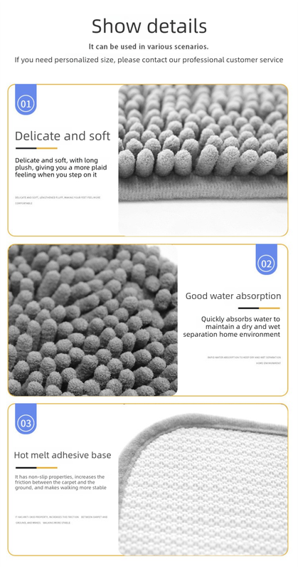 Grey Chenille Pet Mat Non-Slip Absorbent Dog & Cat Rug 40x60cm Cute Paw Print Design for Feeding Sleeping or Entryway โ image 4