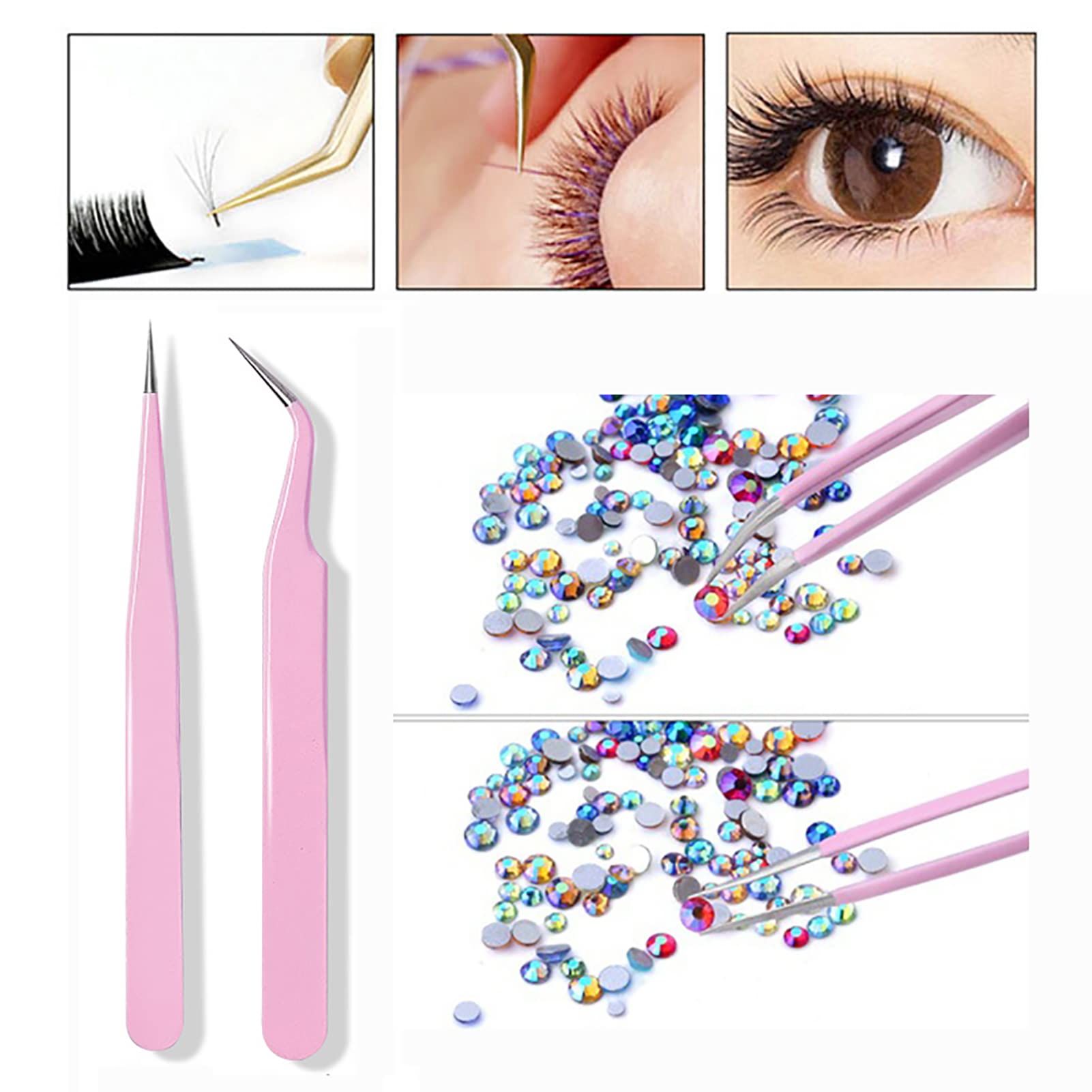 4PCS Precision Tweezers Set, Diamond Painting Tools, Anti-Static Stainless Steel Curved & Point Tip Tweezers, for Nail Art,DIY β image 5