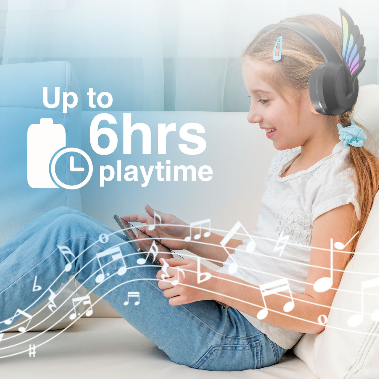 Laser Kids Angel Wings Headphones with Mic Black — image 3