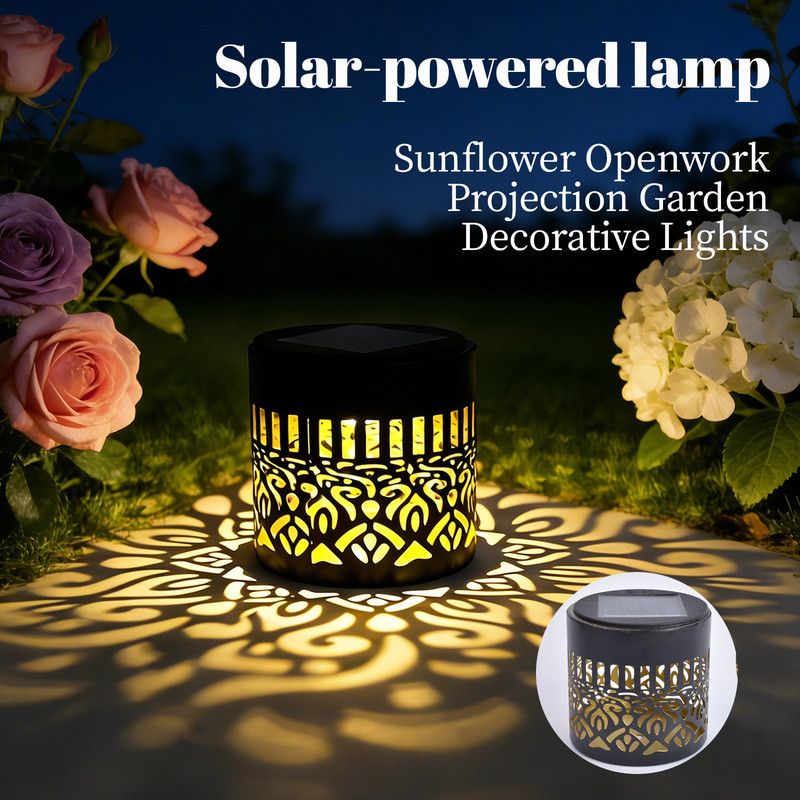 Solar-Powered Wrought Iron Mandala Pattern Openwork Projection Light, Courtyard and Garden Mood Light, Outdoor Waterproof Wrought Iron Garden Light, Lawn Night — image 6