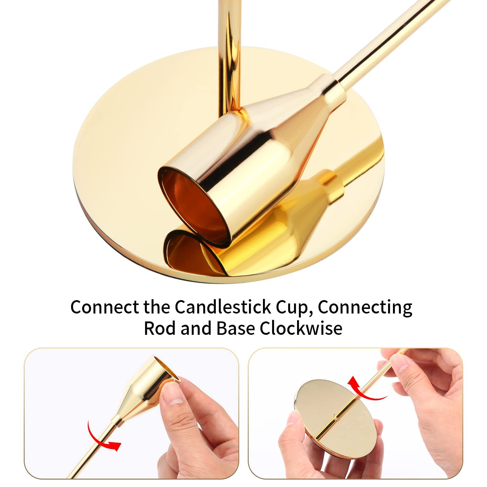 3pcs Golden candle holder. Cone shaped candle holder is used for home decoration, weddings, dinners, parties, and anniversaries β image 3
