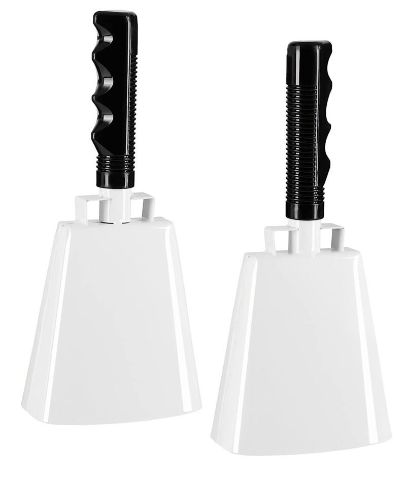 6 Pack Cowbells Bulk Cow Bell with Handle Cheering Hand Bells Steel Noise Maker Loud Cowbell Alarm (10.7 Inch) — image 2