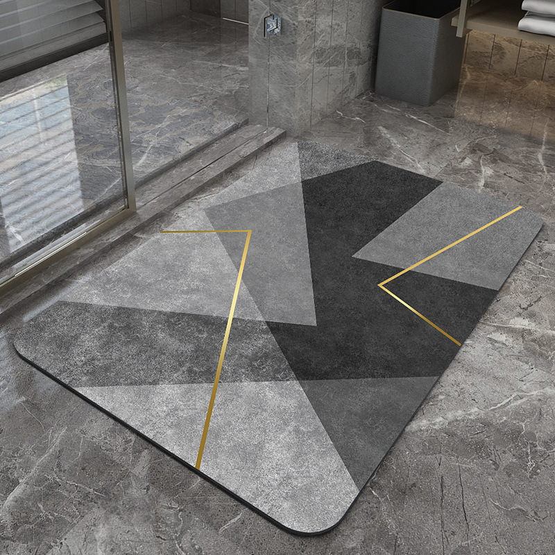 Golden and luxurious years Modern Absorbent Diatomaceous Earth Bath Mat - Quick Dry, Non-Slip, Soft Bathroom Floor Mat