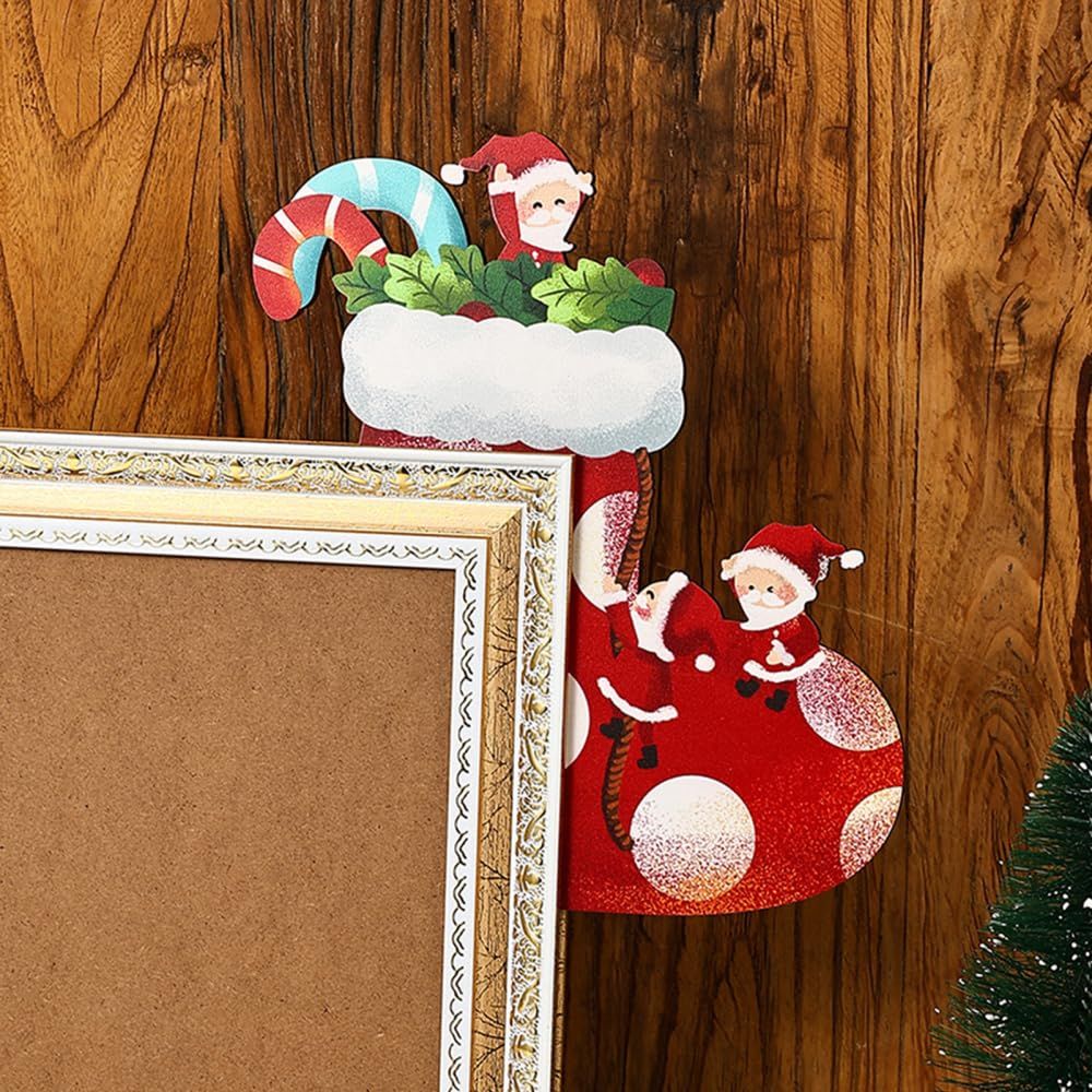 Christmas Door Frame Wood Decoration Cute Lovely Extra Thick Christmas Decoration Wood Frame Corner Hanging Decoration — image 3