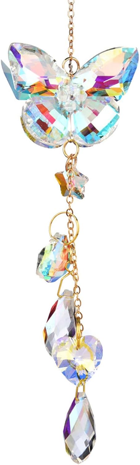 Crystal Butterfly Sun Catcher Window Hanging Decoration Rainbow Maker, Car Mirror Hanging Accessories, Rear View Mirror Hanging Décor — image 3