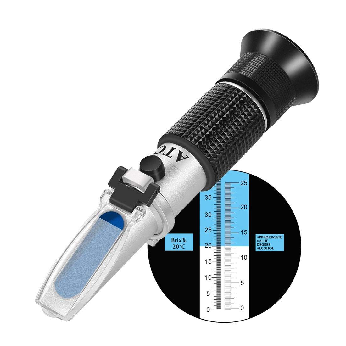Wine Refractometer,V-Resourcing Hand Held Brix/Alcohol Refractometer with ATC for Wine Making Homebrew Kit, Dual Scale