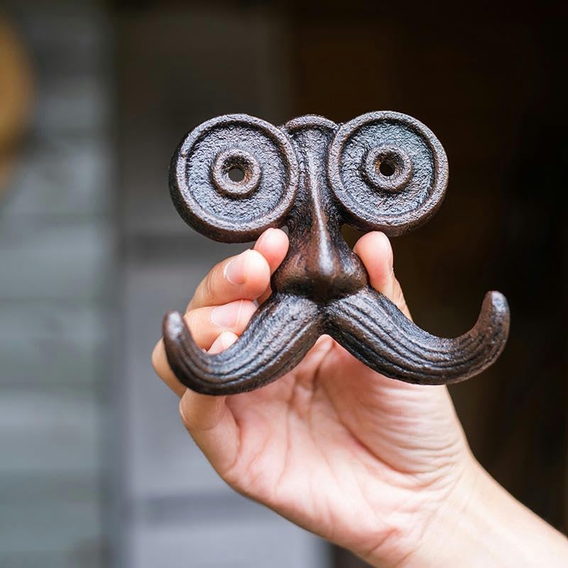 2 Pack Wall Hooks Cast Iron Mustache Hook Vintage Coat Hook Wall Mounted Coat Hooks Country House Double Hook Suitable for Garden Kitchen Utensils(Vintage — image 3