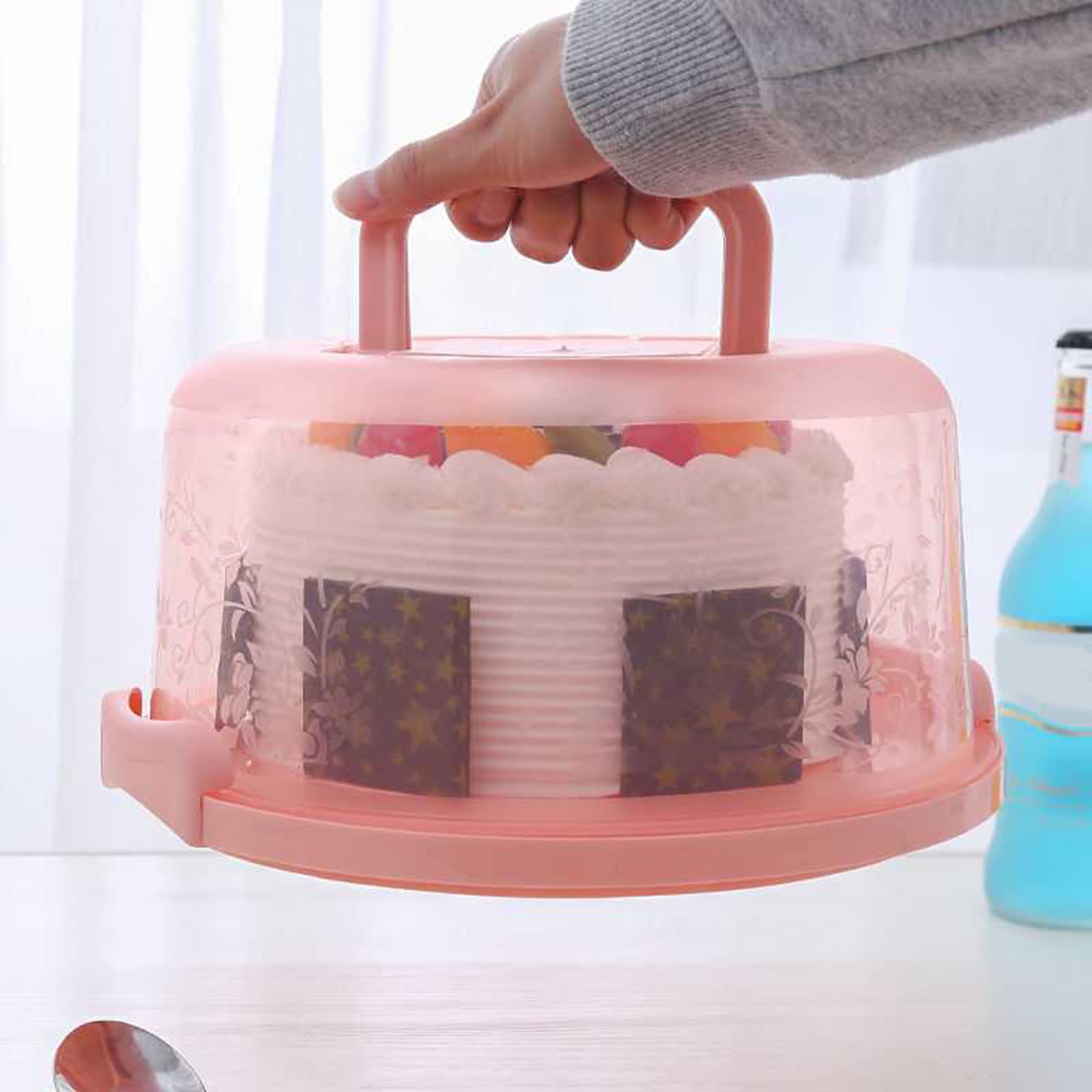 Clearance! Round Cake Carrier Cake Container With Lid And Handles, Large Cupcake Carrier Cake Keeper Sturdy Cupcake Box Cupcake Holder With Two Secure Side โ image 3