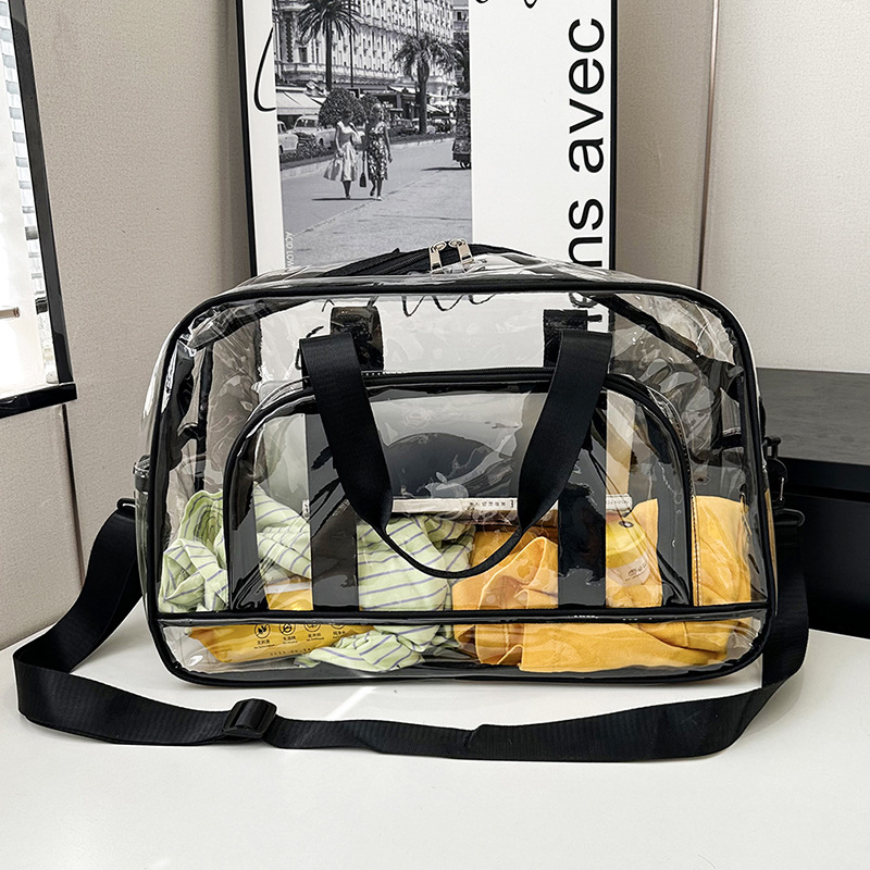 Black transparent Multi-Purpose Clear PVC Bag - Travel, Fitness, Storage Tote (50x32x18cm) โ image 2