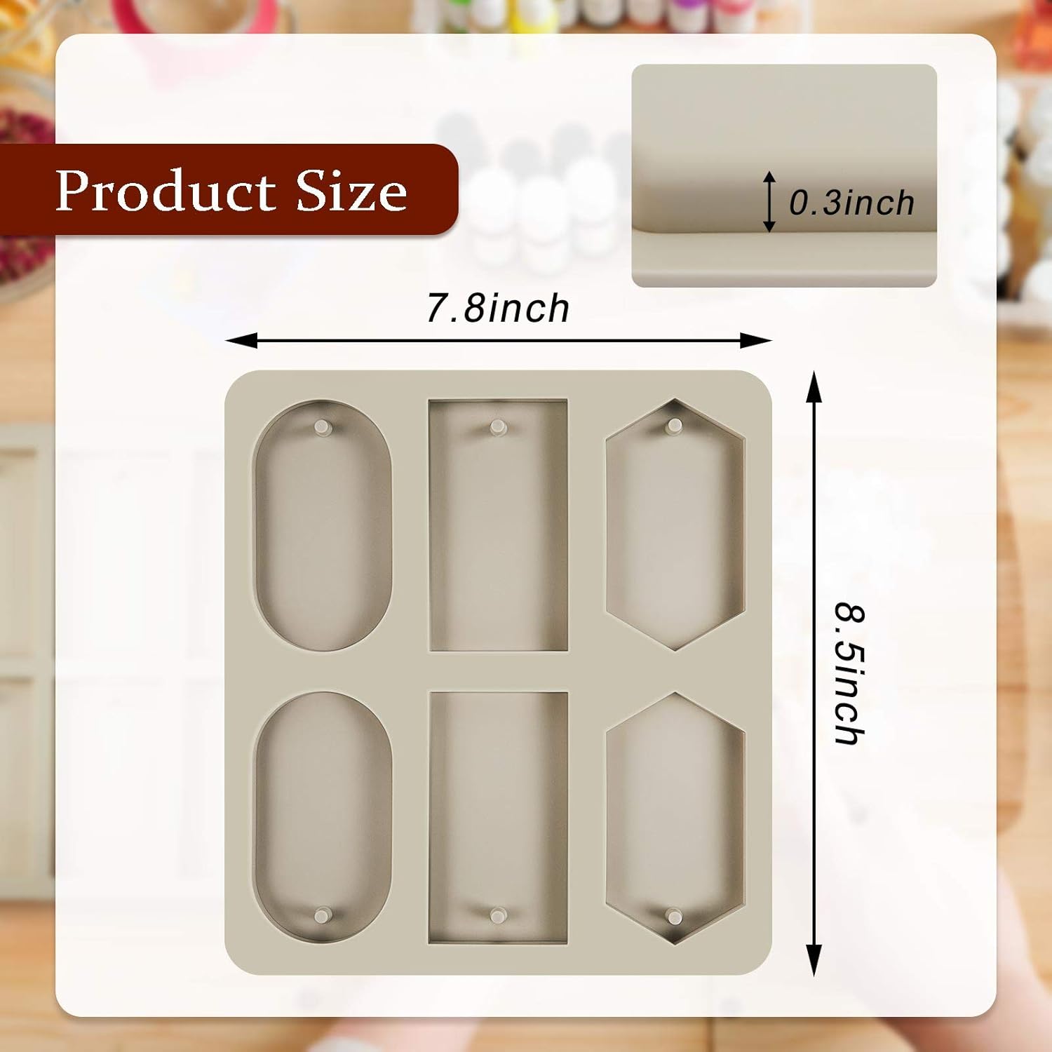 2 Pcs Silicone Wax Melt Molds Silicone Resin Keychain and Wax Sachets Epoxy Casting Jewelry Making Molds with Hanging Holes for DIY Jewelry Handicrafts — image 2