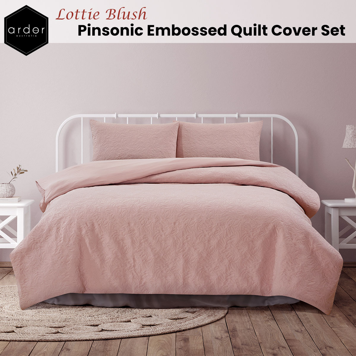 Ardor Lottie Blush Pinsonic Embossed Quilt Cover Set Queen — image 2