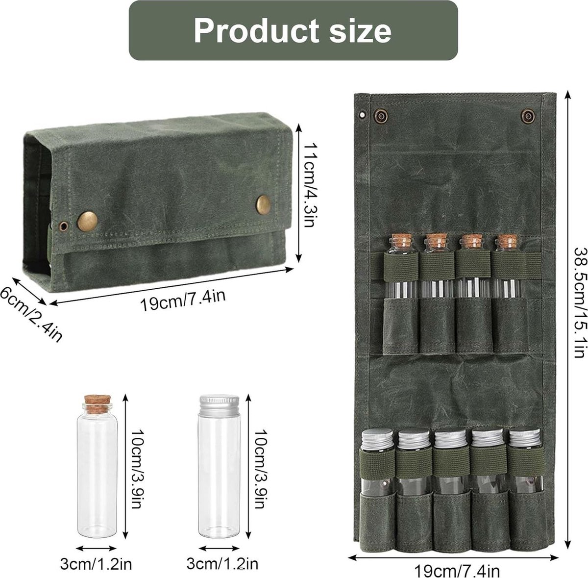 Camping Spice Kit - Portable Spice Bag with 9 Mini Spice Jars - Camping Set Travel Accessories - For Travel, Outdoors, Camping, Barbecue, Picnic - Portable — image 3