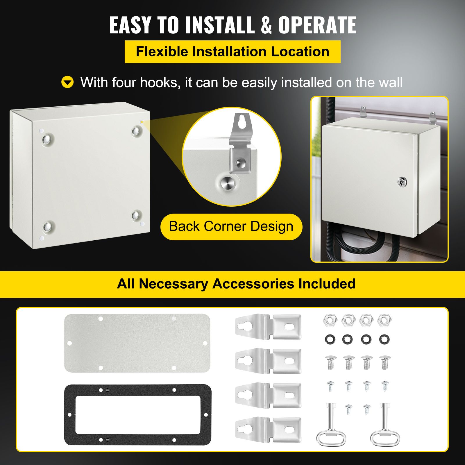 NEMA Steel Enclosure, 12 x 6''steel electrical box electrical enclosur NEMA 4X Steel Electrical Box, IP66 Waterproof & Dustproof, Outdoor/Indoor Electrical — image 6