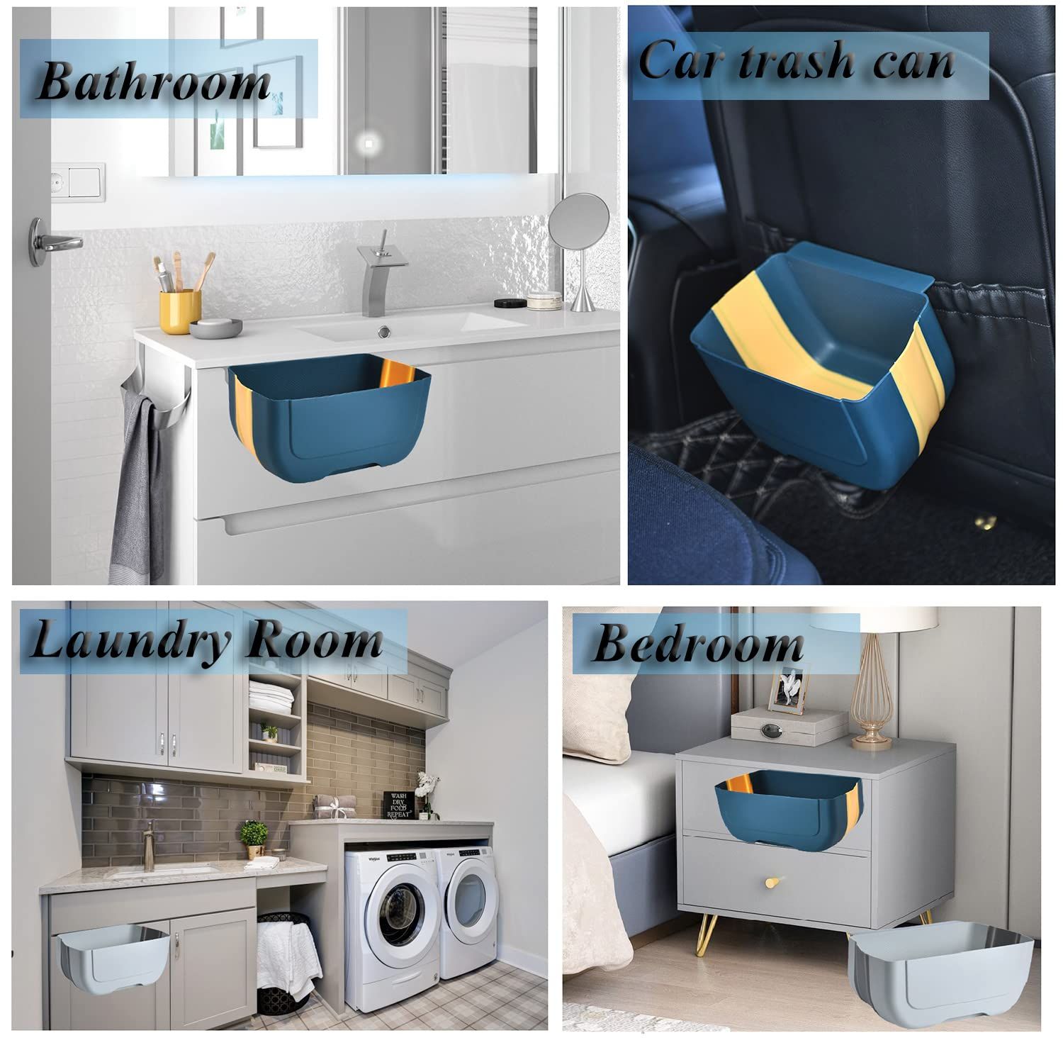 Hanging Folding Mini Trash Can for Kitchen Cabinet Door, Small Collapsible Garbage Bin Under Sink, Wall Mounted Waste Bin 2pcs — image 4