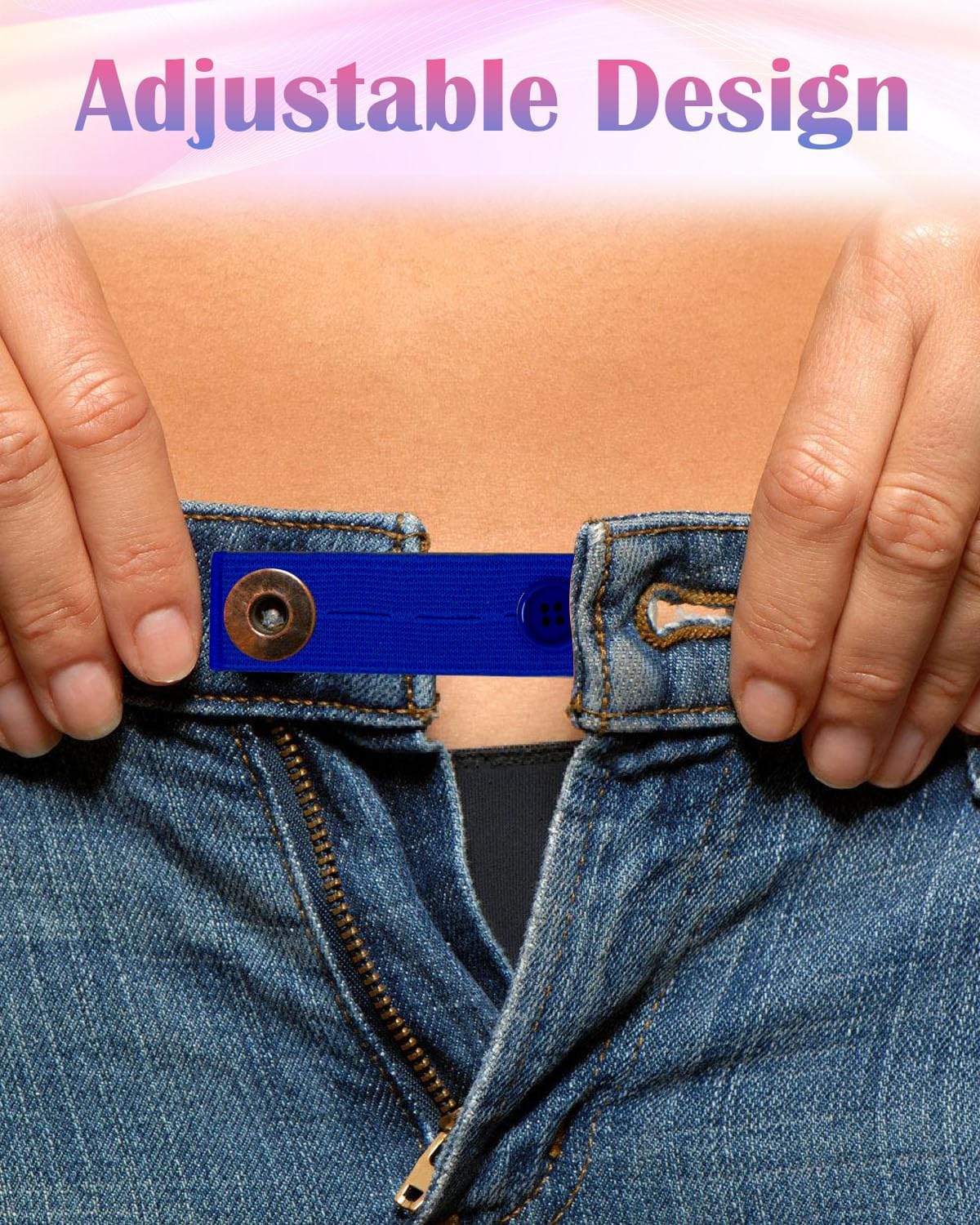 10Pcs Button Extenders for Jeans,Waistband Extenders for Women Men Pants Elastic Band Pants Button Extender Adjustable Waistband Extenders No Sew Jeans Waist — image 4