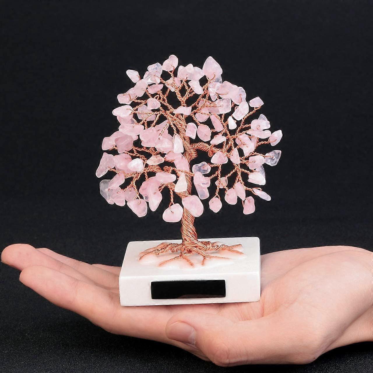 Chakra Tree of Life Feng Shui Decoration Tree of Happiness Crystal Meditation Marble Base Multicolor Small Rose Flower Decoration โ image 3