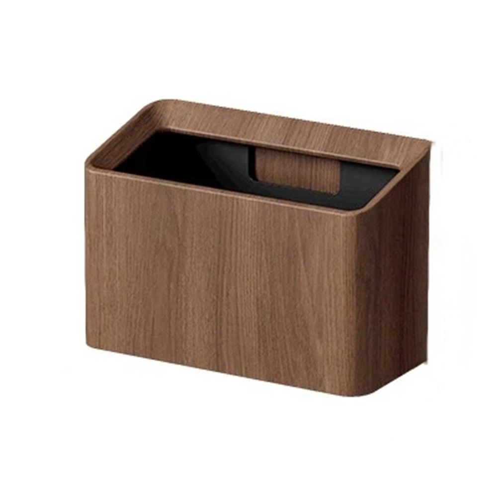 Mini Desk Trash Can, Desktop Trash Can Wood Grain, Uncovered Retro Wastebasket for Kitchens, Offices, Living Room, Makeup Table (Walnut color )