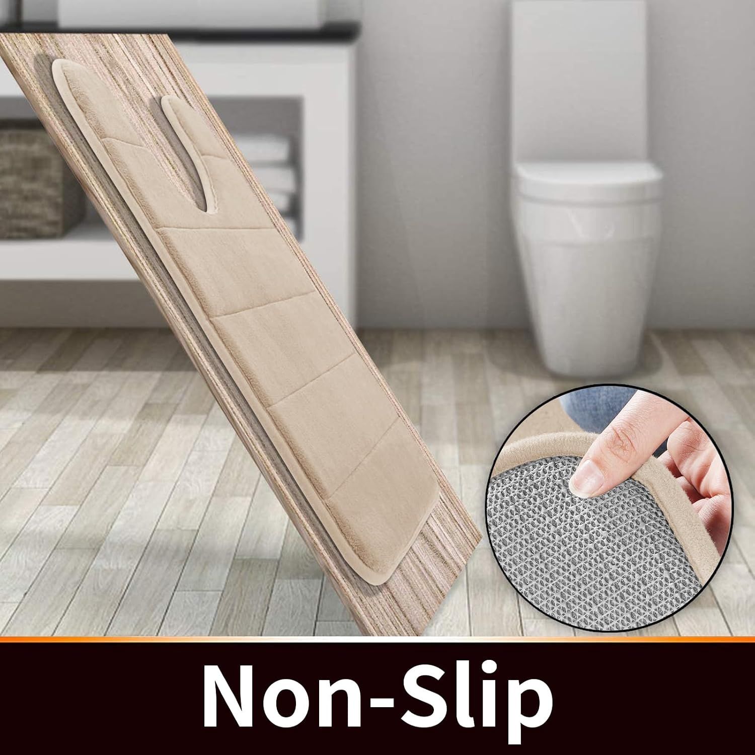 Coral fleece Bath Mat Large Size + U-Shaped, Soft and Comfortable, Super Water Absorption, Non-Slip, Thick, Machine Wash, 60 x 50 cm — image 4
