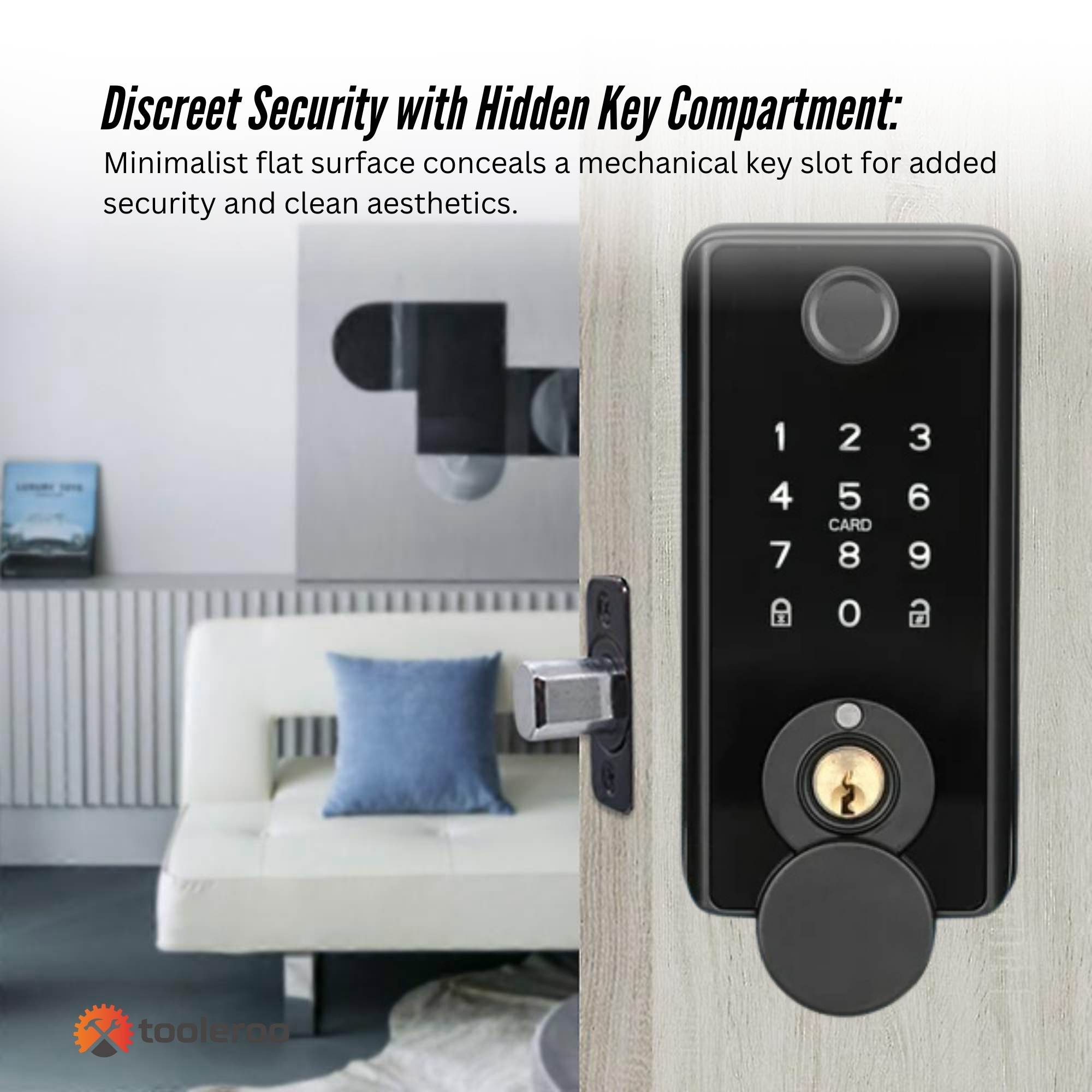 Tooleroo Digital Smart Door Lock Keypad - 5-in-1 Home Entry Security System β image 5