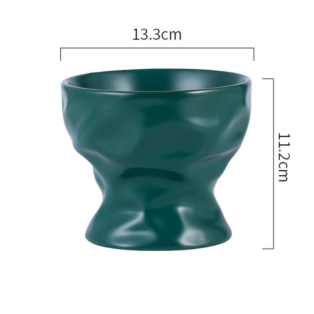 Ceramic Raised Cat Bowl, Elevated Pet Food Bowl for Small Dog, Cute Cat Dish, Wrinkle Texture Safe Puppy Feeding Set Supplies — image 2