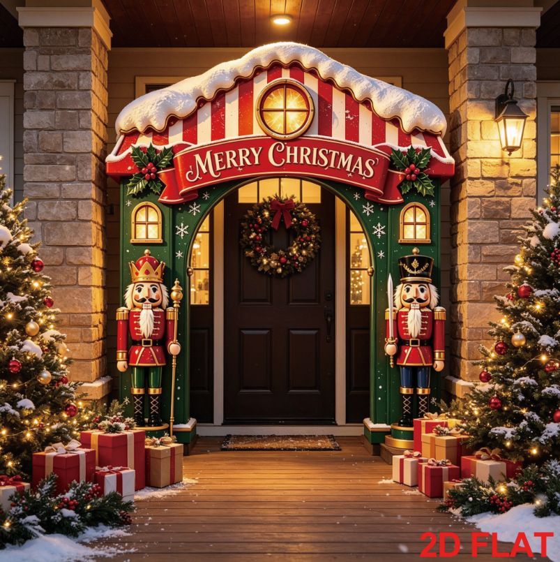 Christmas Decoration 2D Flat Banner Merry Christmas Archway Front Porch Decor - 04 - Size 180-200CM โ image 2