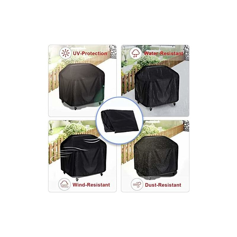 Bbq Cover, Waterproof Anti-Uv Barbecue Cover 210D Oxford Cloth Bbq Protective Cover Grill Cover - 170 61 117Cm, Black — image 2