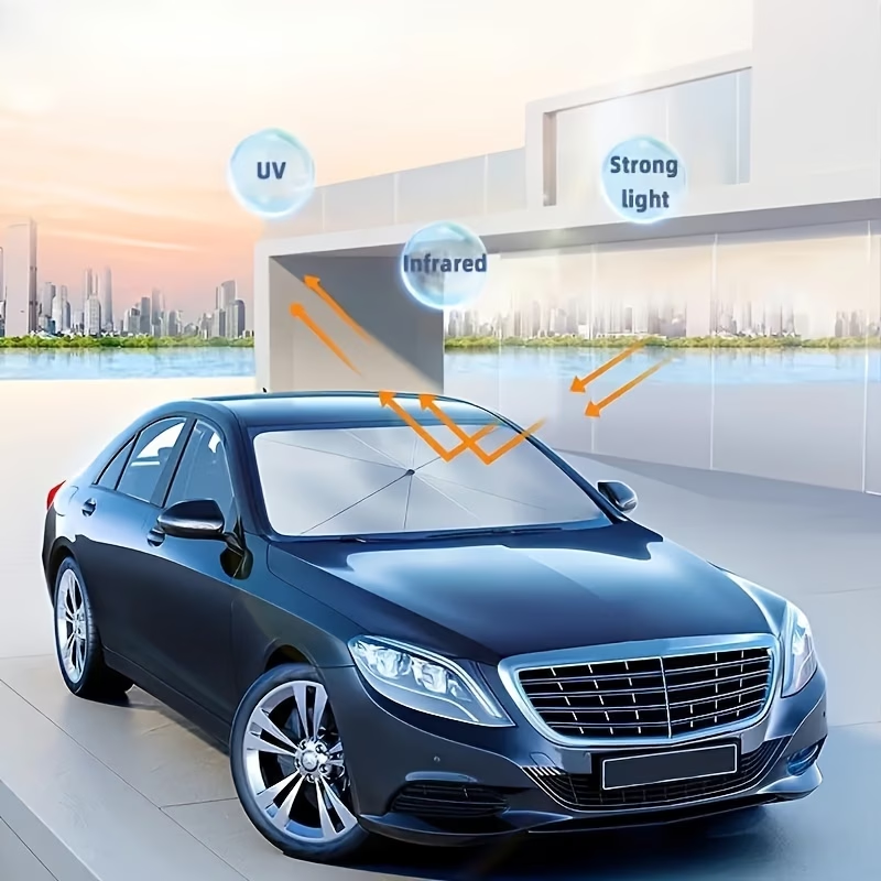 Car sunshade, windshield sun protection and heat insulation sunshade, blackout curtain equipment, car interior windshield, small car sunshade umbrella — image 5