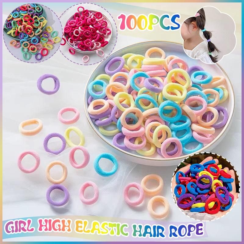 100PCS Colorful Elastic Hair Ties for Girl Ponytails High Stretch Hair Bands Set - Spring โ image 2