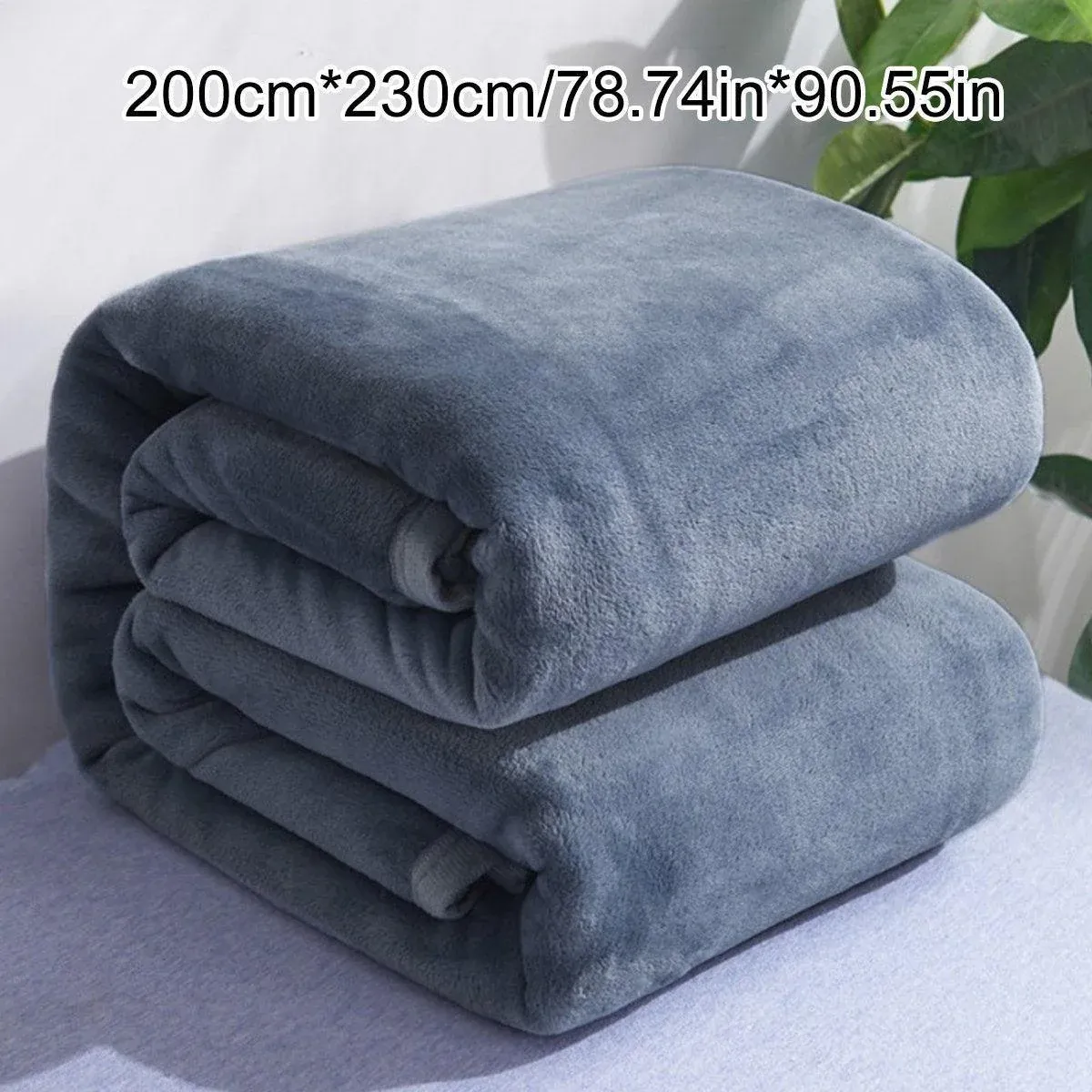 Soft Winter Flannel Blanket for Office Home Lunch Break Warm Cozy Throw Blanket - Grey Blue — image 4