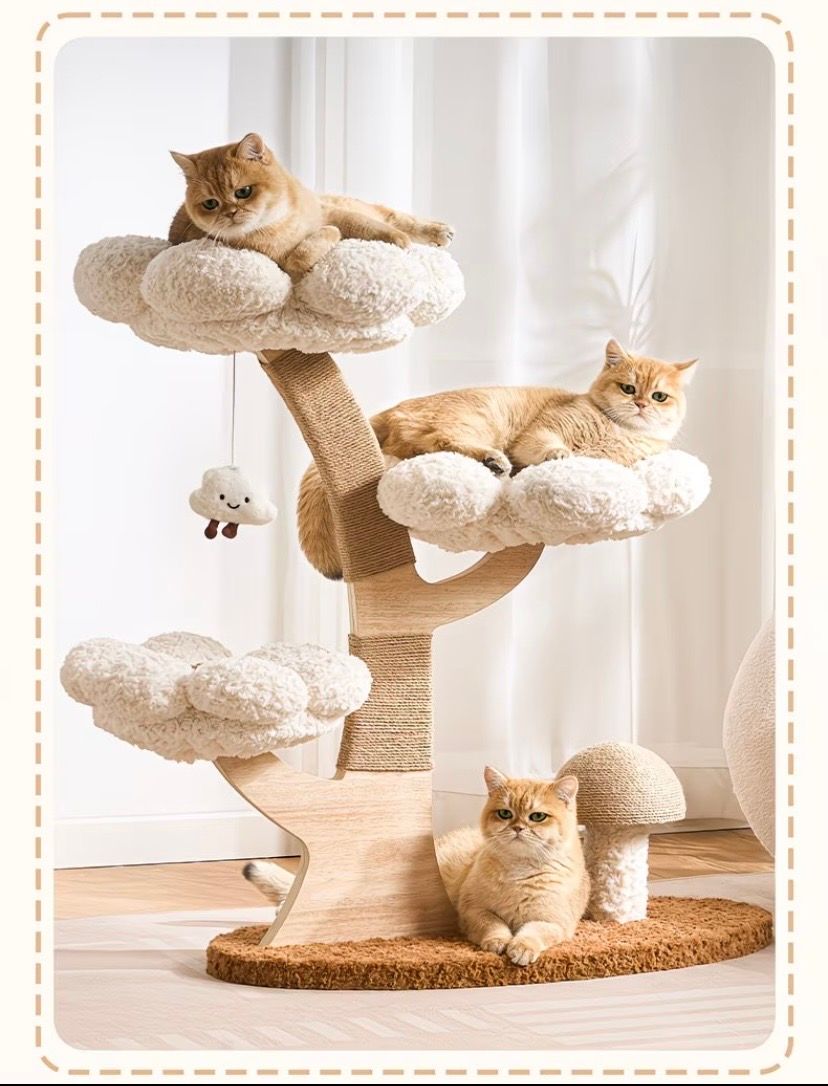 US-Size Compact Cat Tree (White/Pink — image 4